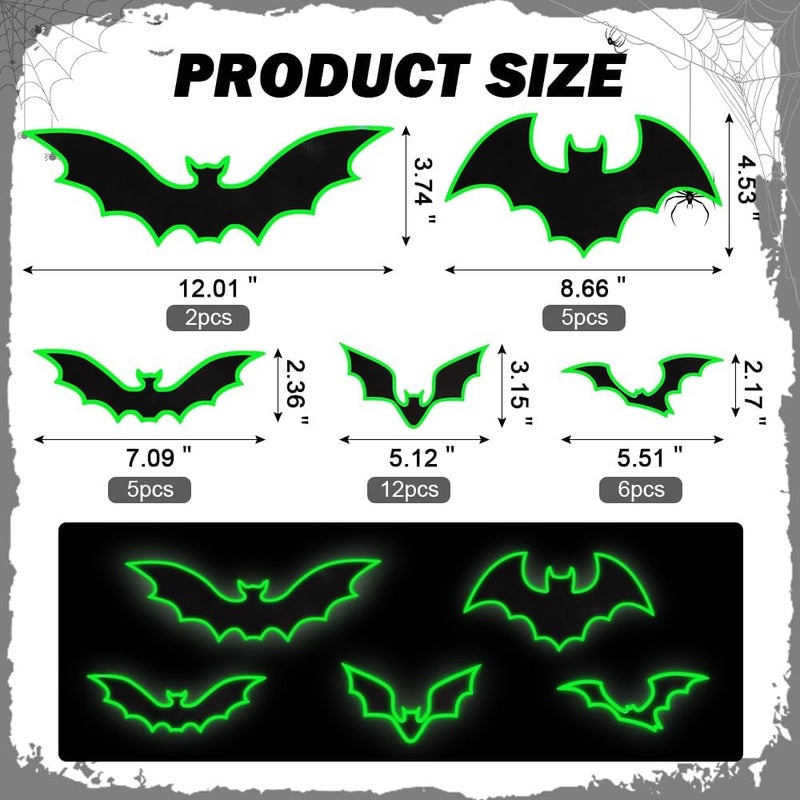 YUJUN 30 PCS Halloween Garage Door Decorations Black Bats Glow in The Dark Magnets Garage Door Luminous Magnetic for Halloween Refrigerator Garage Indoor Outdoor Car Decorations - Image 2